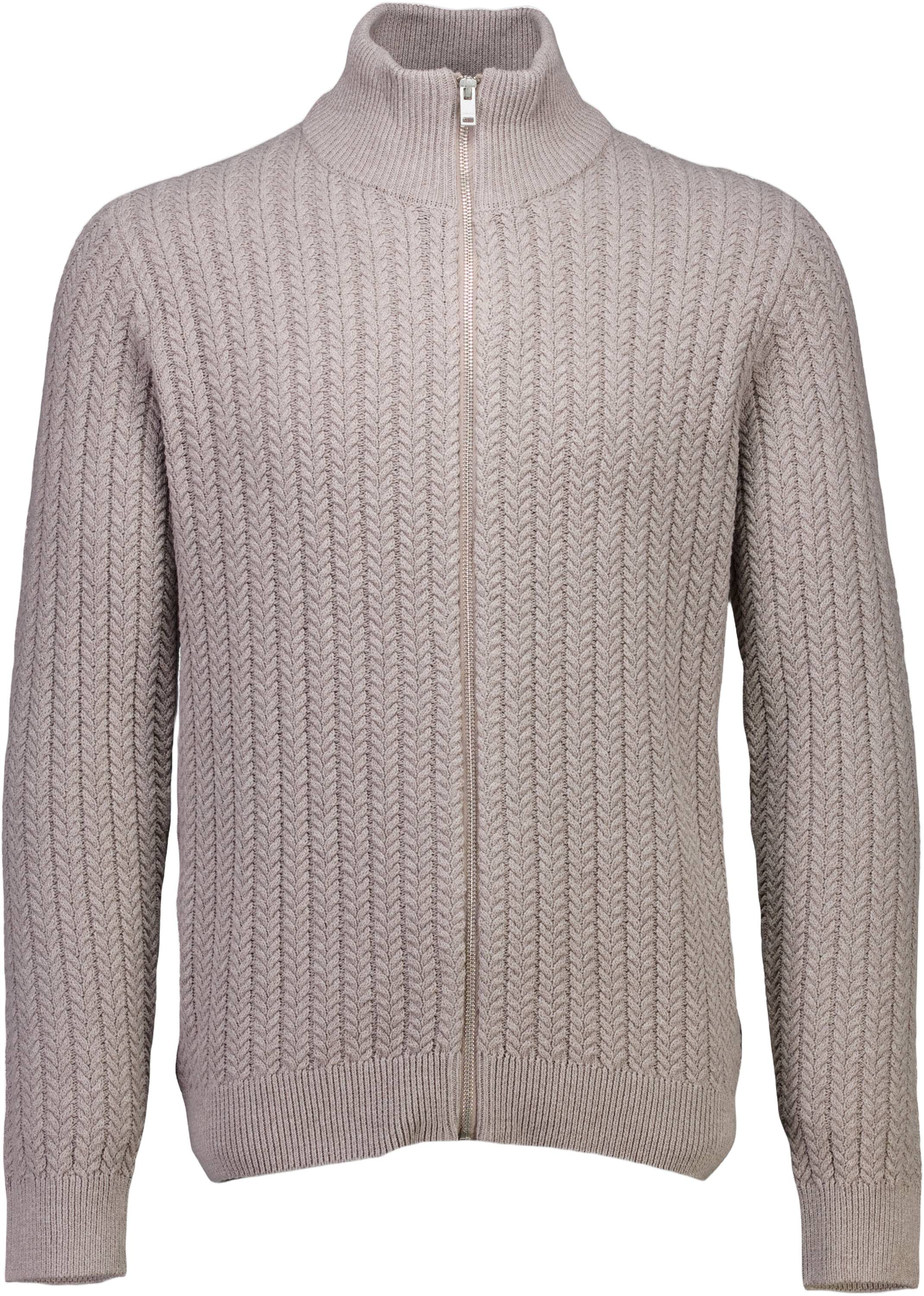 Recycle cabel knit zip cardiga