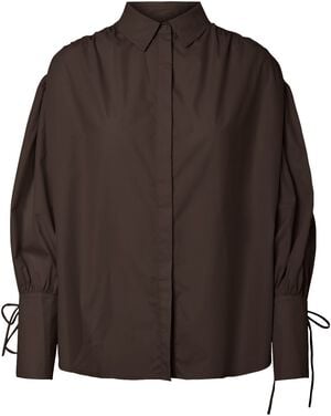 PCANNI LS PLEATED DETAIL SHIRT WVN