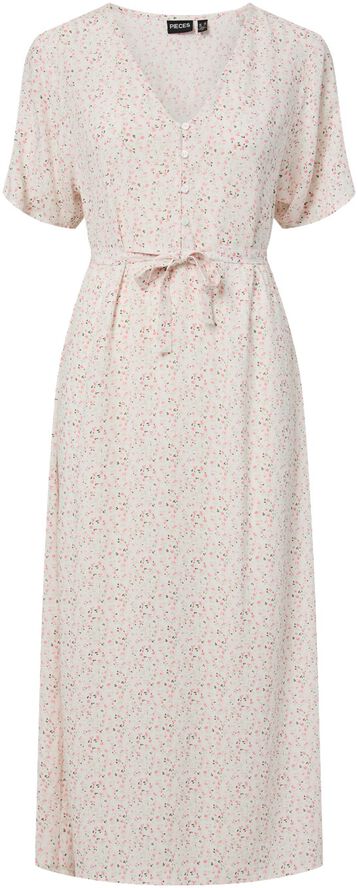PCBARRI SS MIDI V-NECK DRESS WVN MS