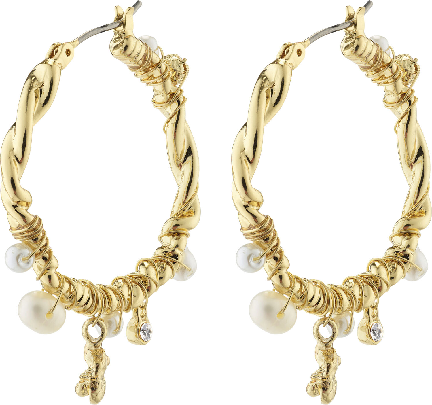 ANA pearl & crystal hoops gold-plated