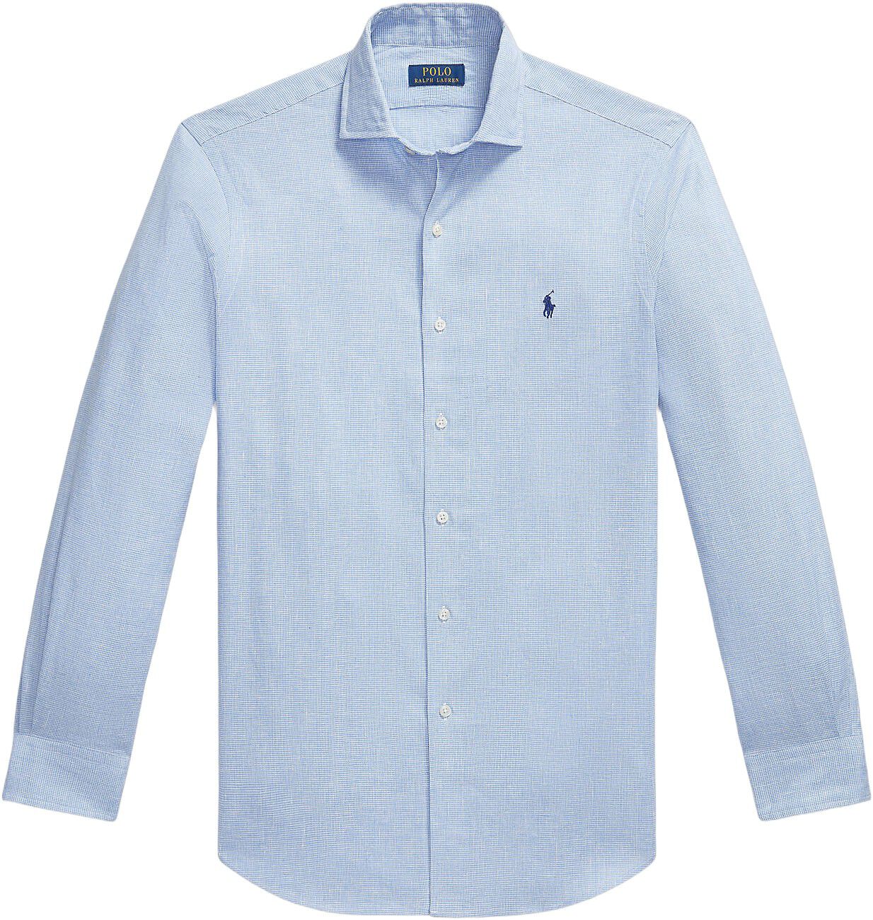 Custom Fit Houndstooth Linen-Blend Shirt