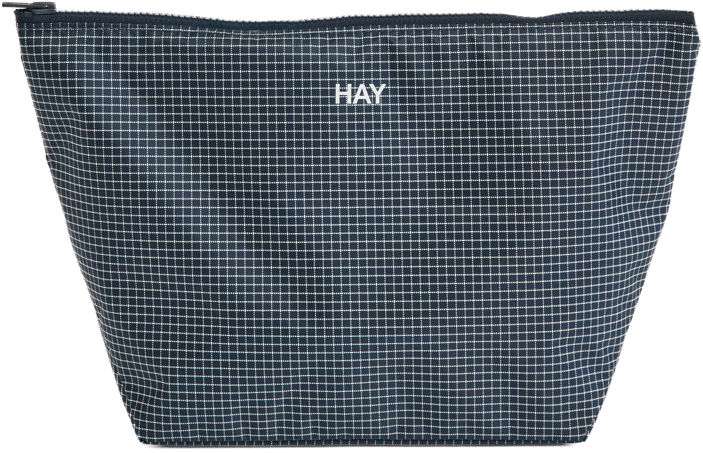 Grid Pouch-Medium-Dark blue