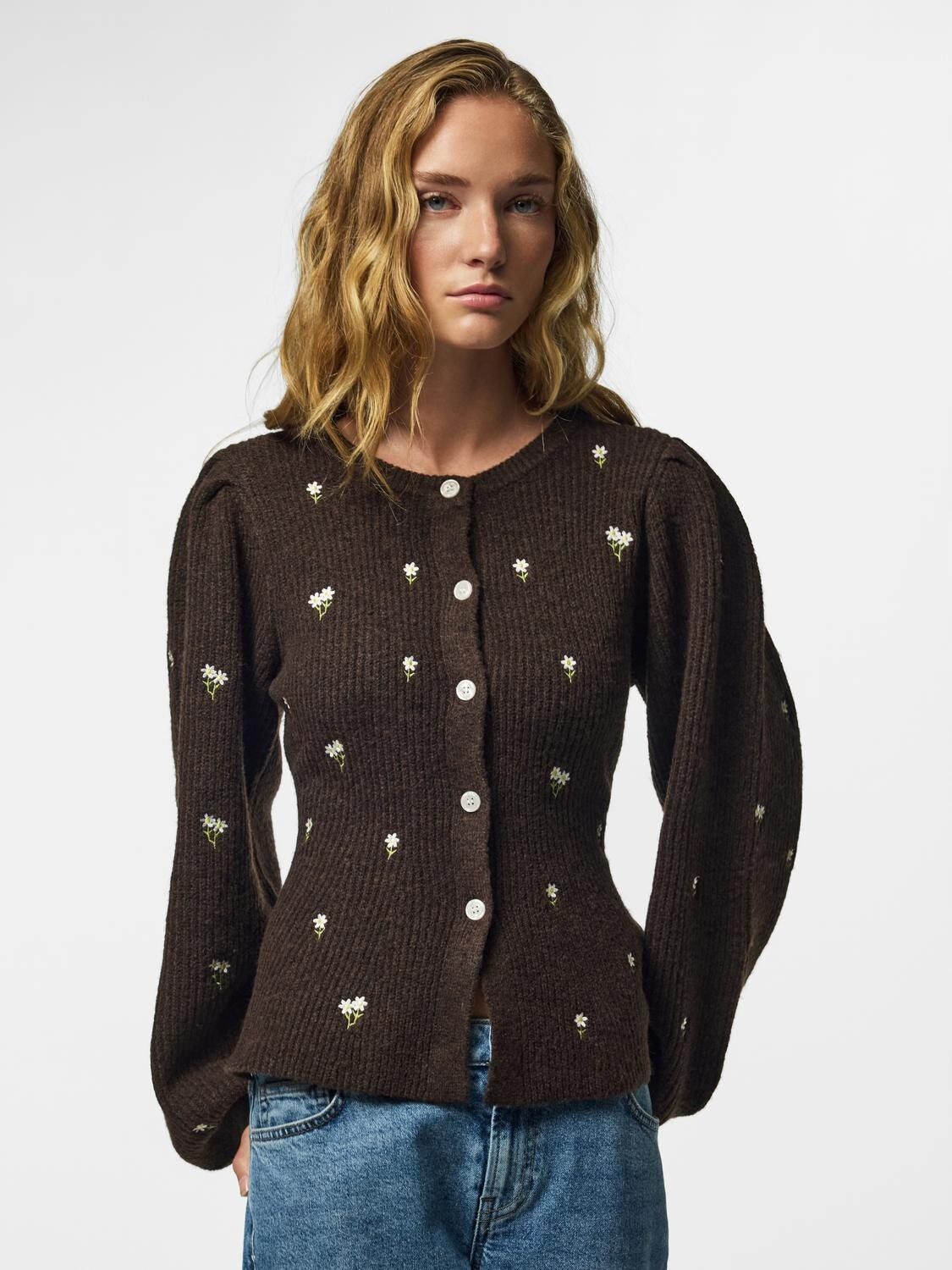 Pcsilly Ls Puff Knit Cardigan Emb Bc