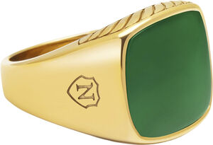 Gentlemen's Gold Signet Ring with Green Jade