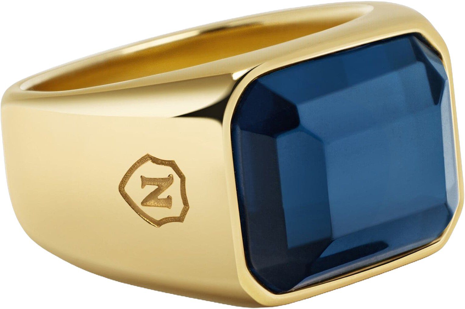 Blue Zircon Signet Ring in Gold