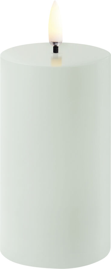 LED pillar candle, Dusty Green, Smooth, 5,8x22 cm