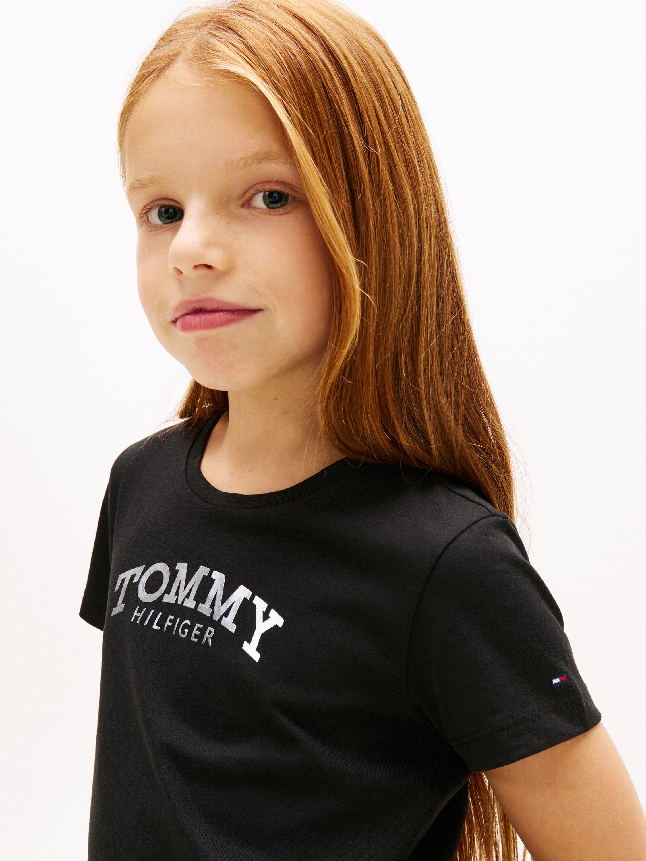 Metallic Logo Slim Crew Neck T-Shirt