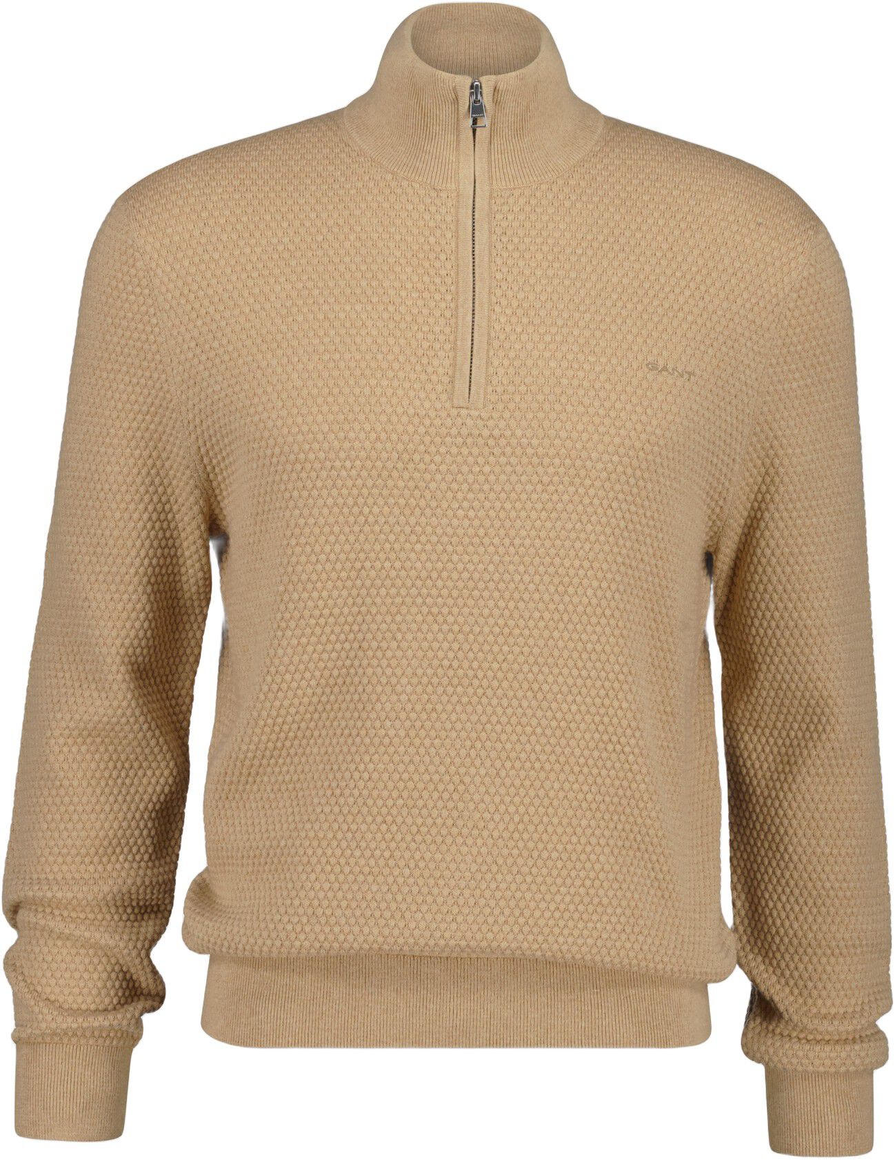 TEXTURED COTTON MERINO HALF ZIP