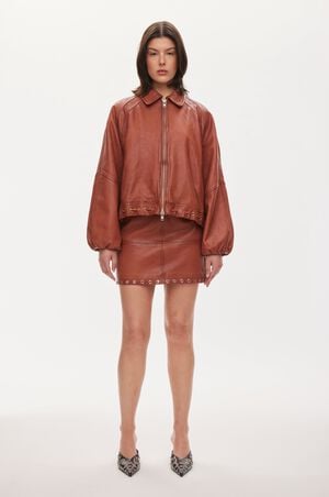 Eye leather skirt