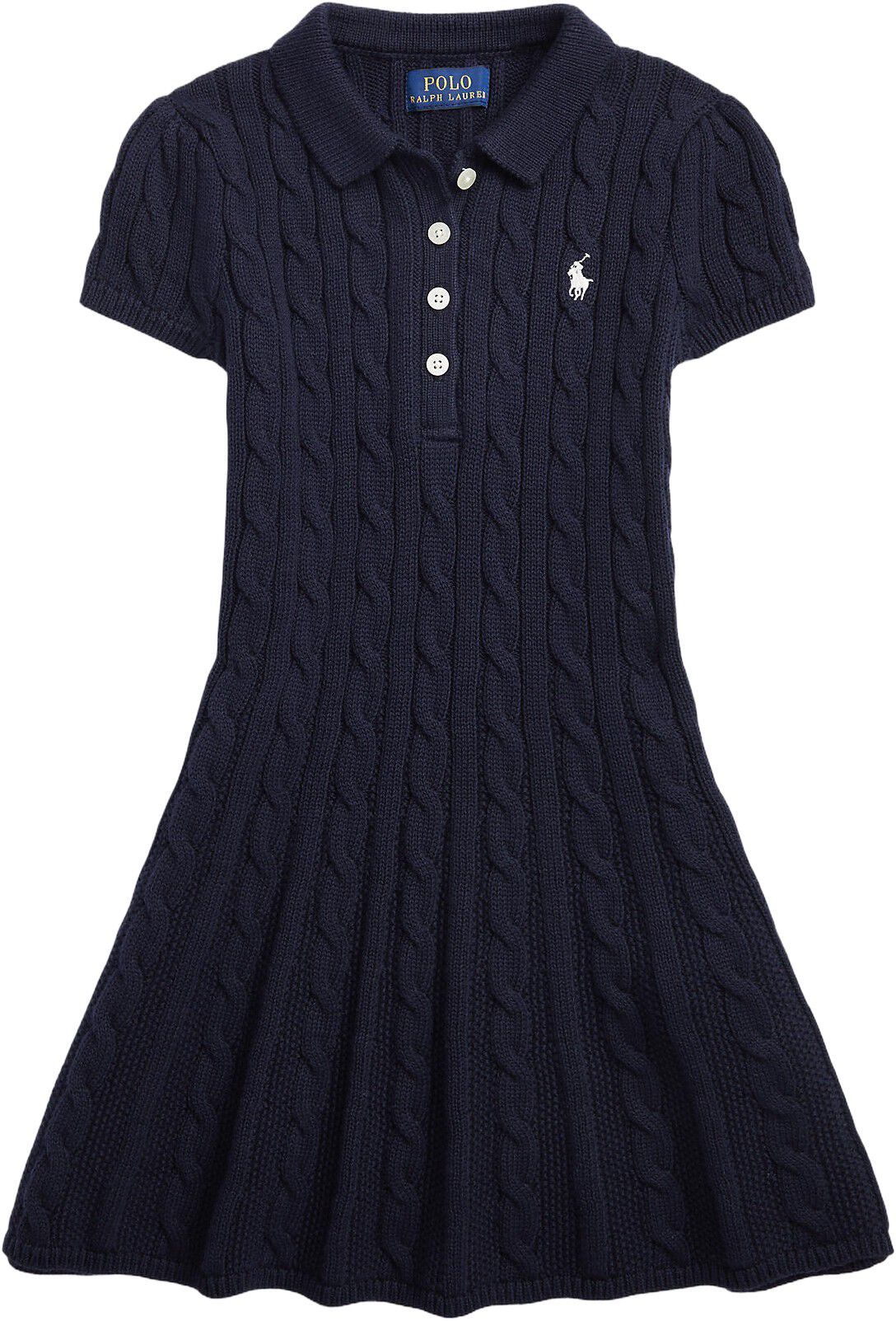 Cable-Knit Cotton Polo Sweater Dress