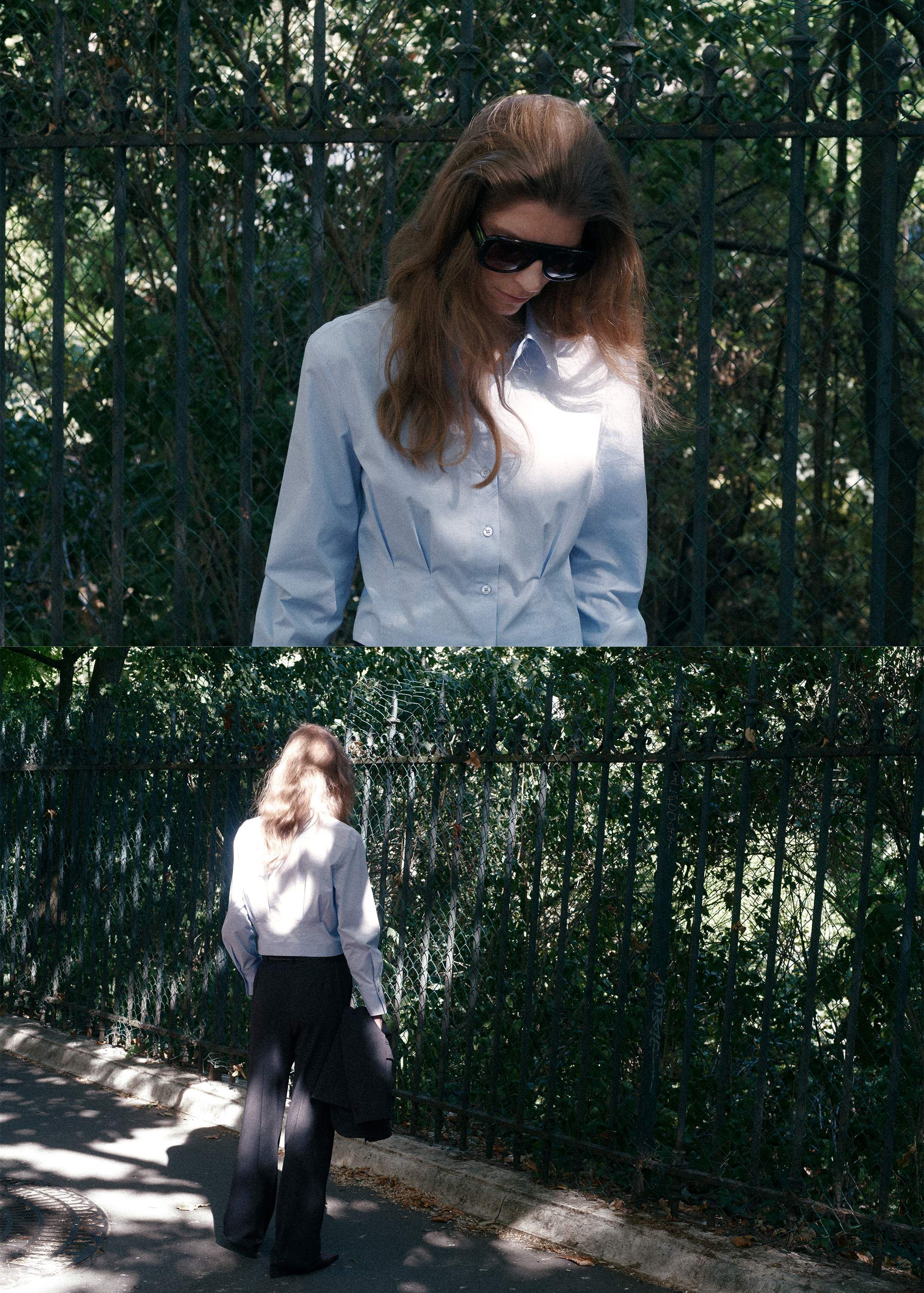 Pleated cotton shirt