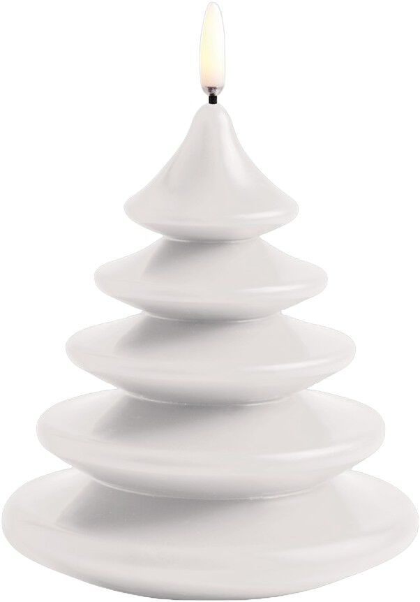 LED candle Christmas tree, Nordic white, Smooth, 13x15 cm