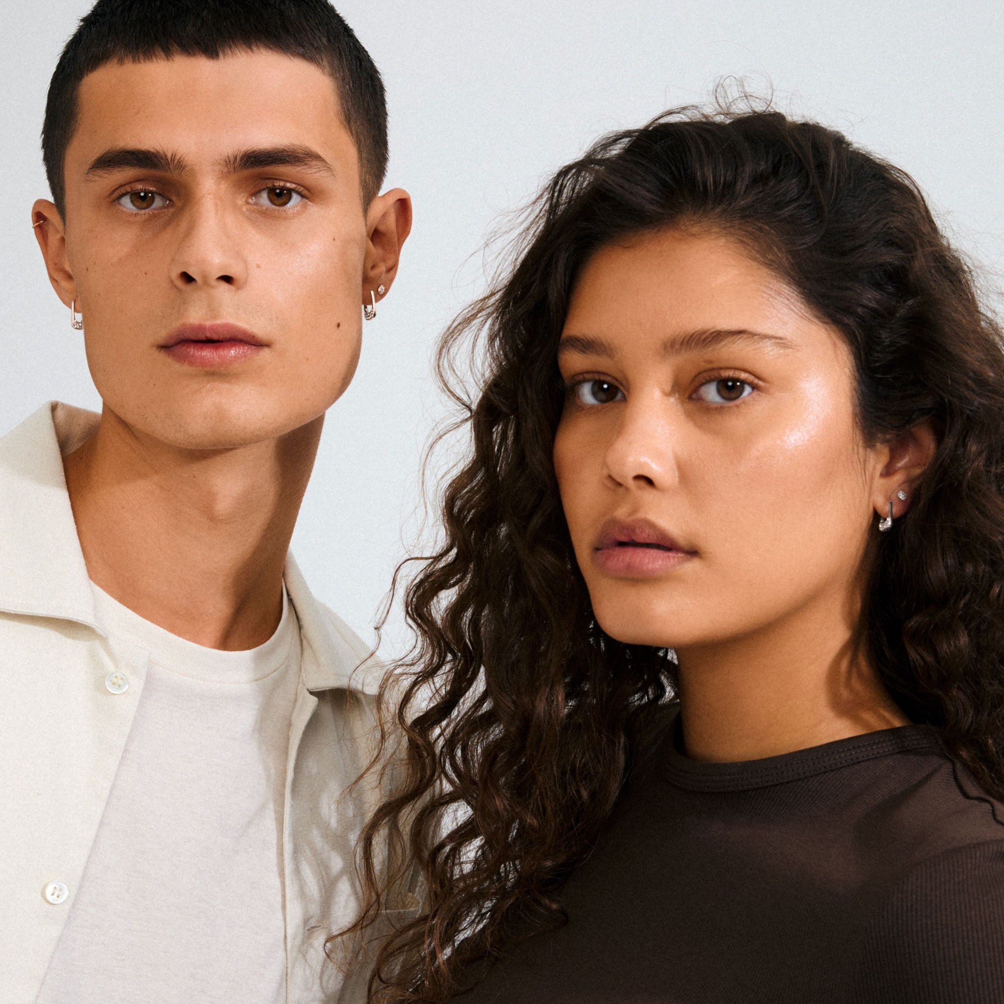 INSTANT earrings 2-in-1 set, silver-plated