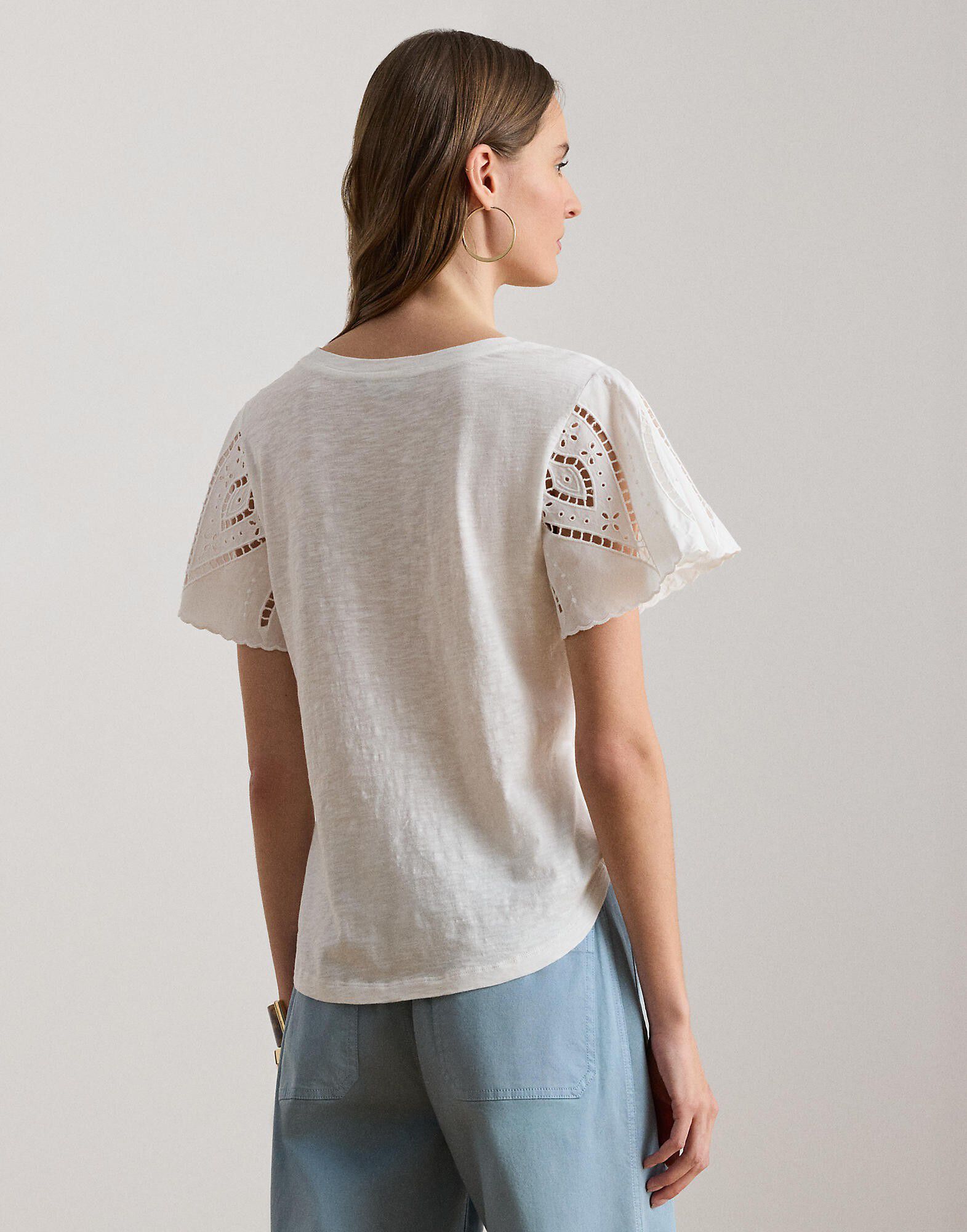 Eyelet Cotton Jersey & Broadcloth Top