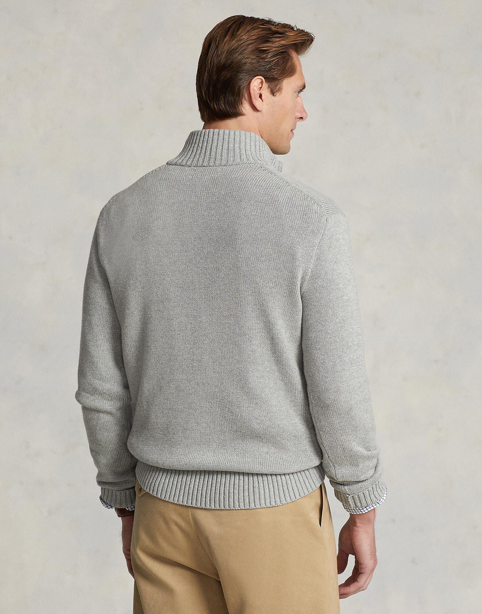 Cotton Quarter-Zip Mockneck Sweater