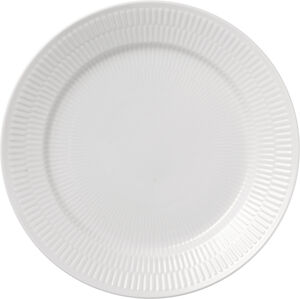 Hvid Riflet Tallerken, 25 cm