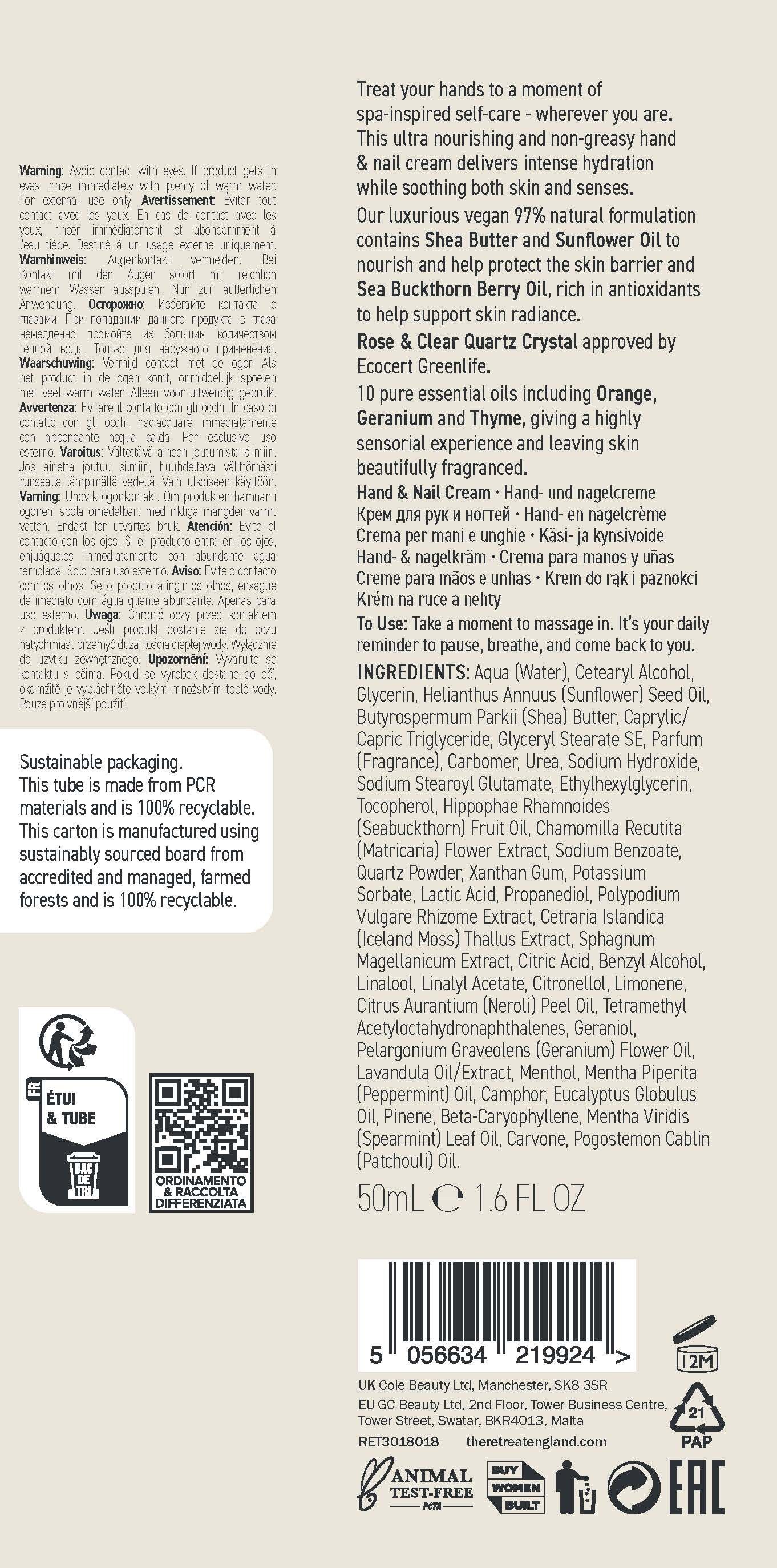 The Retreat Moisturising Hand & Nail Cream