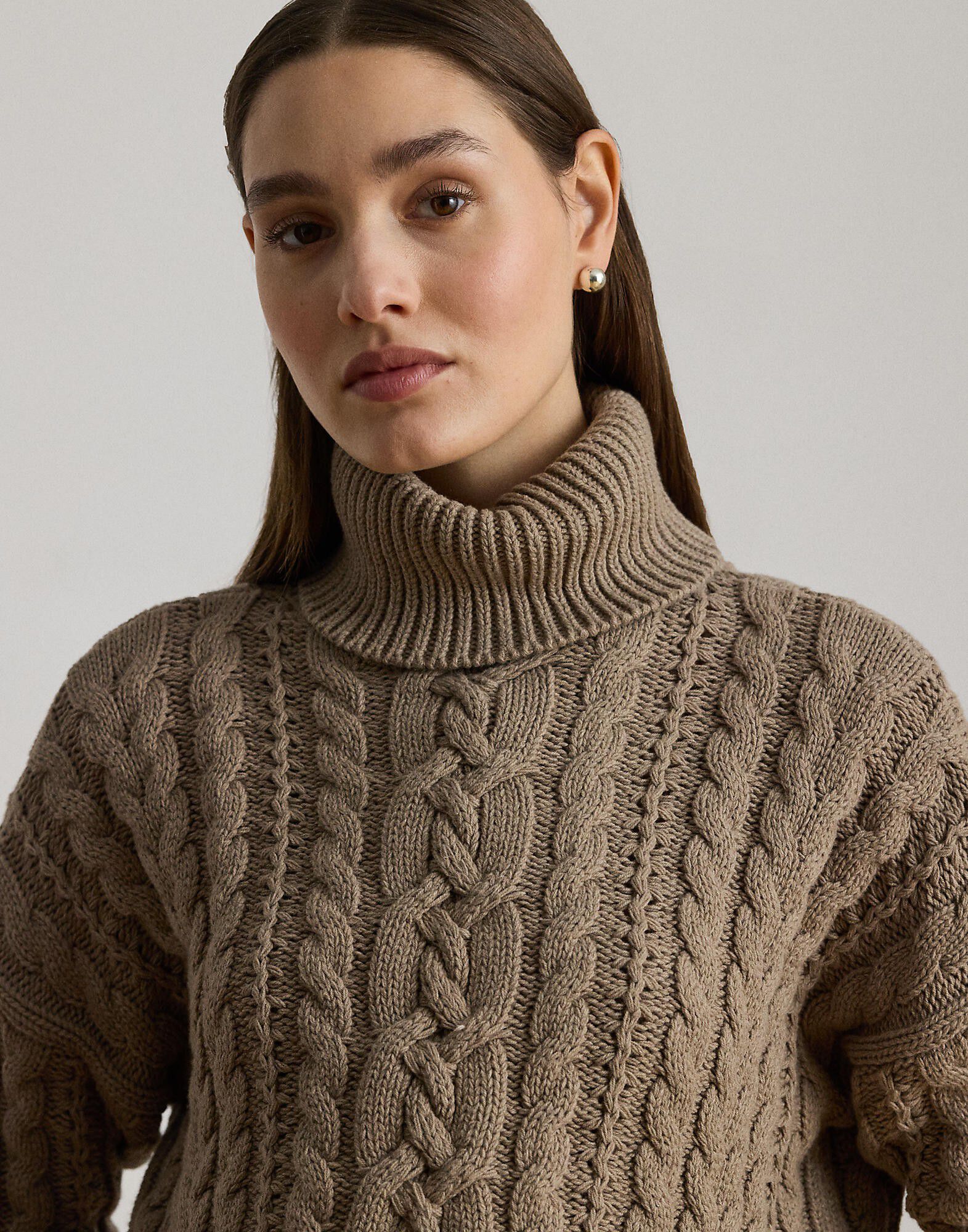 Cable-Knit Turtleneck Sweater