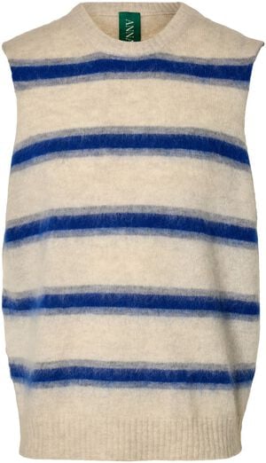 ANRRAGI KNIT HAIRY STRIPE VEST