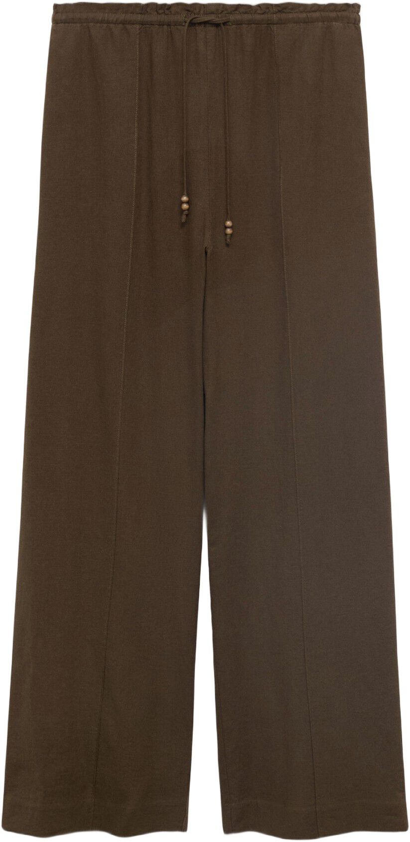 Linen-blend elastic waist trousers