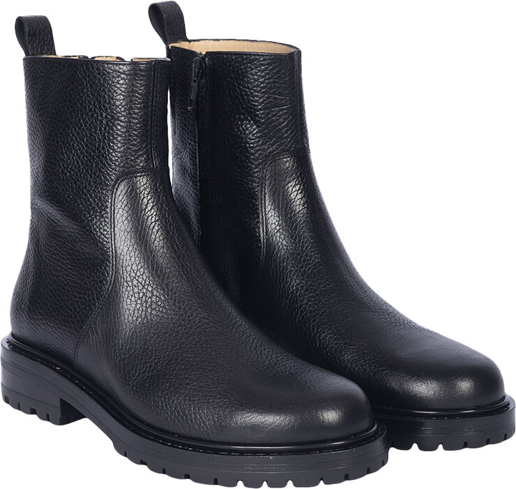 Chunky læderstøvle med lynlås