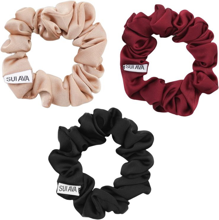 3-Pack Ruched Ribbon Scrunchies