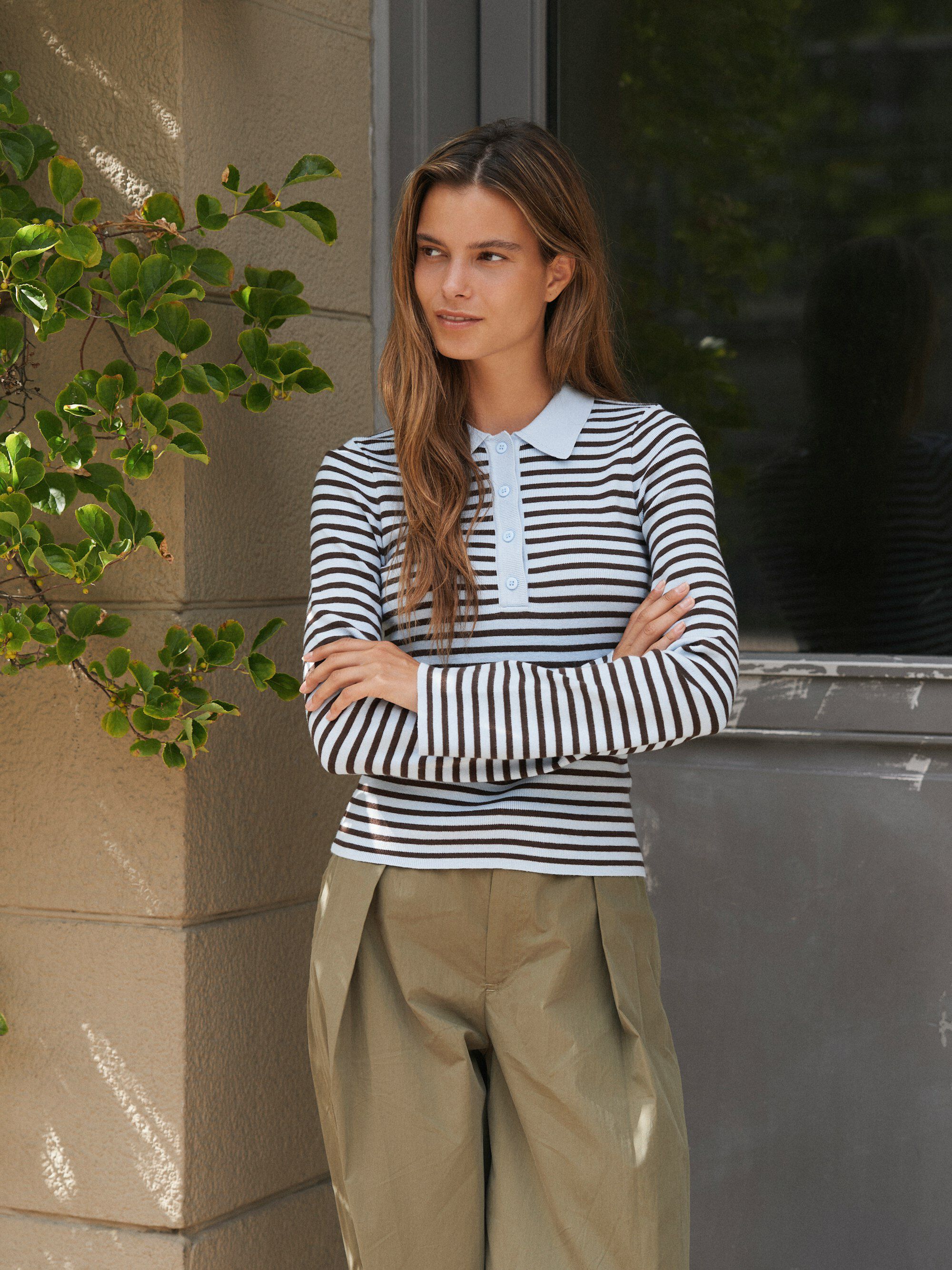 Fannya Ls Striped Knit Polo
