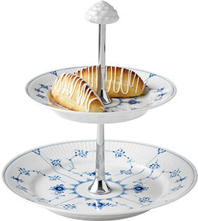 Blue Fluted Plain fat med 2 v&aring;ningar 24 cm