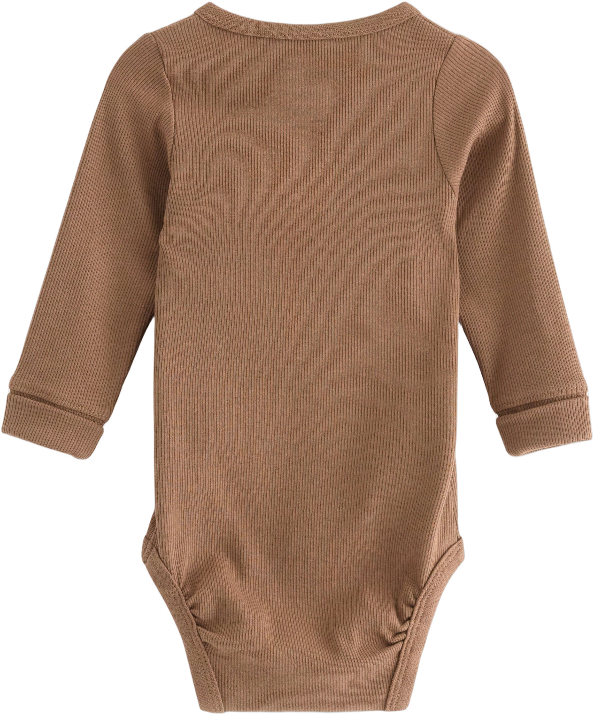 Soft long-sleeved ribbed bodysuit.