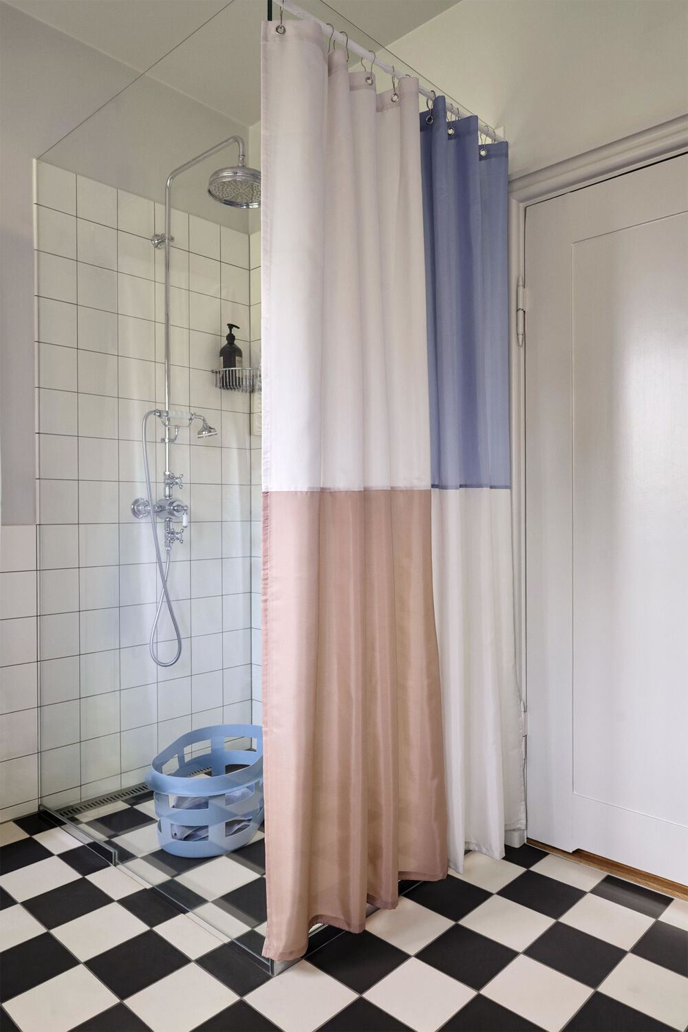 Check Shower Curtain-Blue