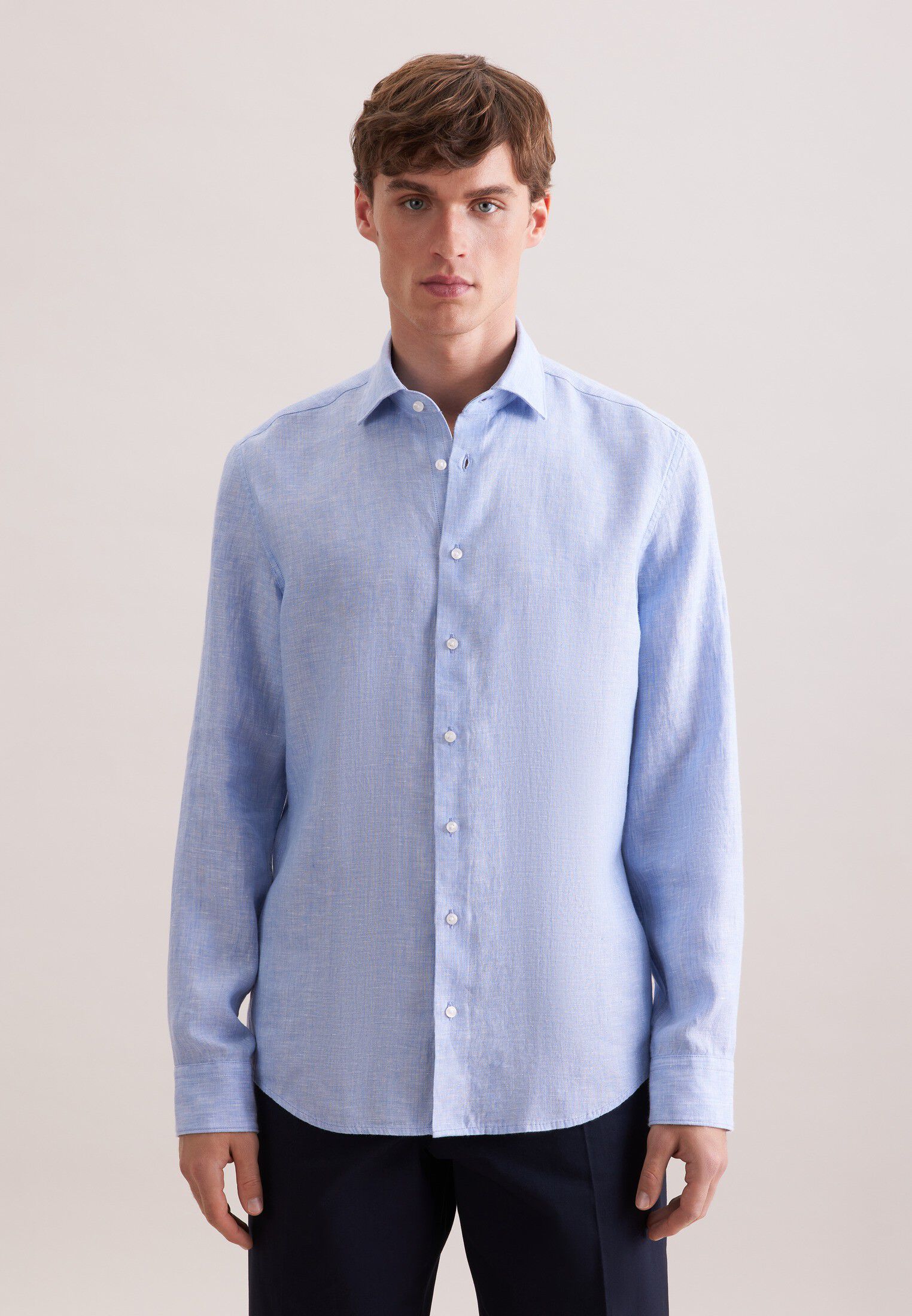 Linen shirt Slim 1/1 Kent-Collar Uni