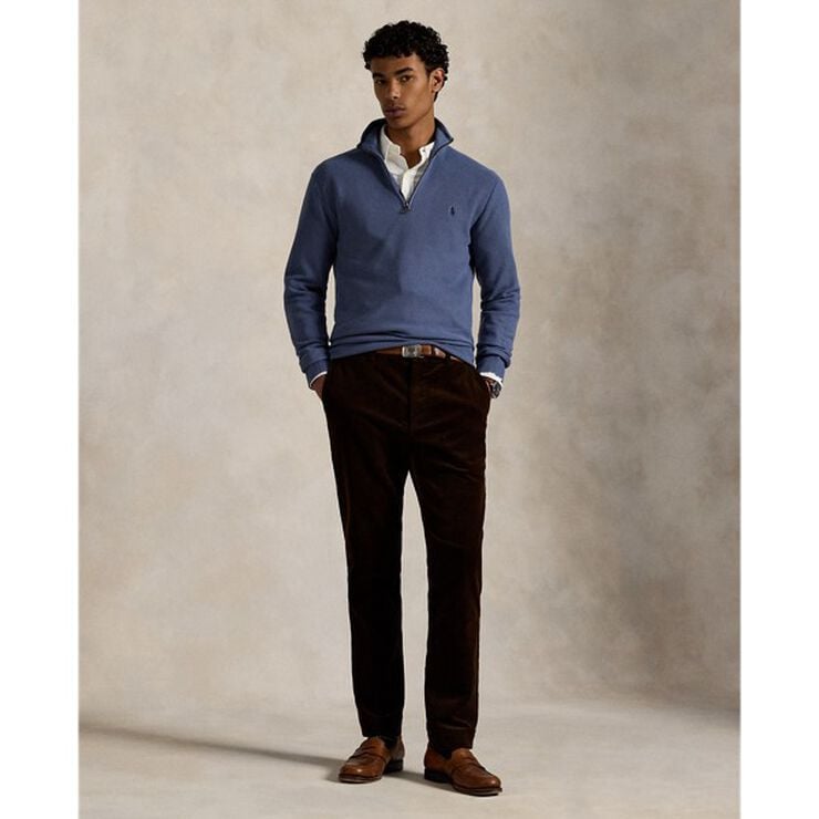 Mesh-Knit Cotton Quarter-Zip Sweater
