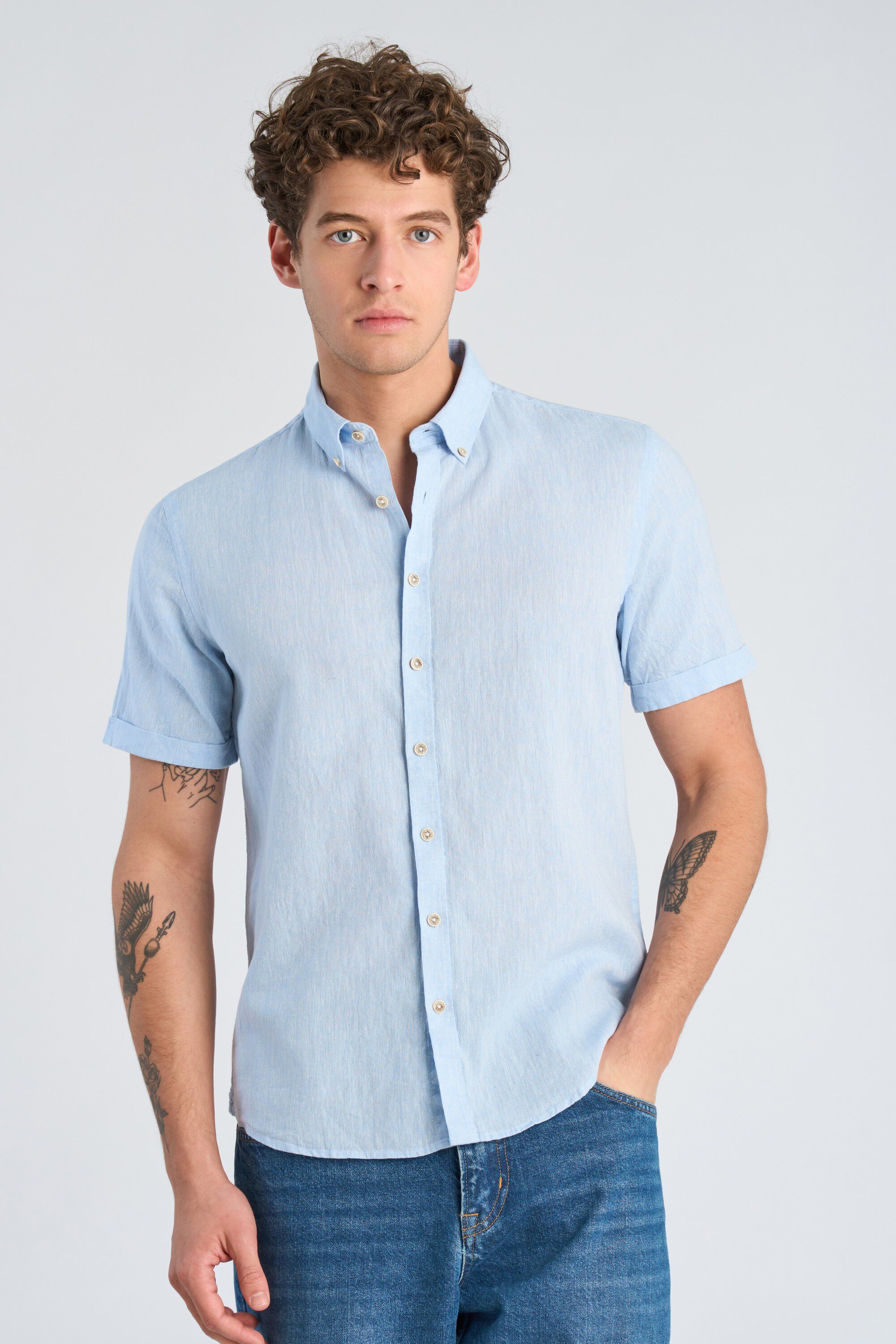 Cotton/linen shirt S/S