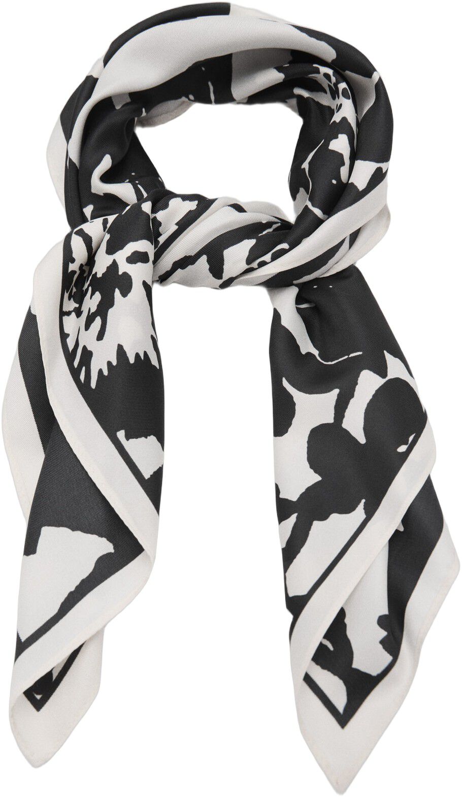Floral-print satin scarf