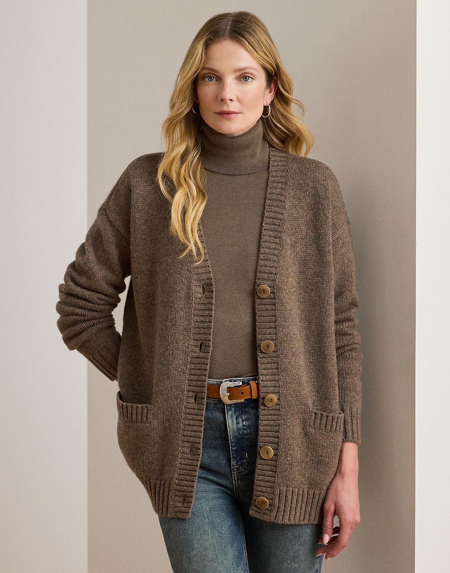 Wool-Blend V-Neck Cardigan