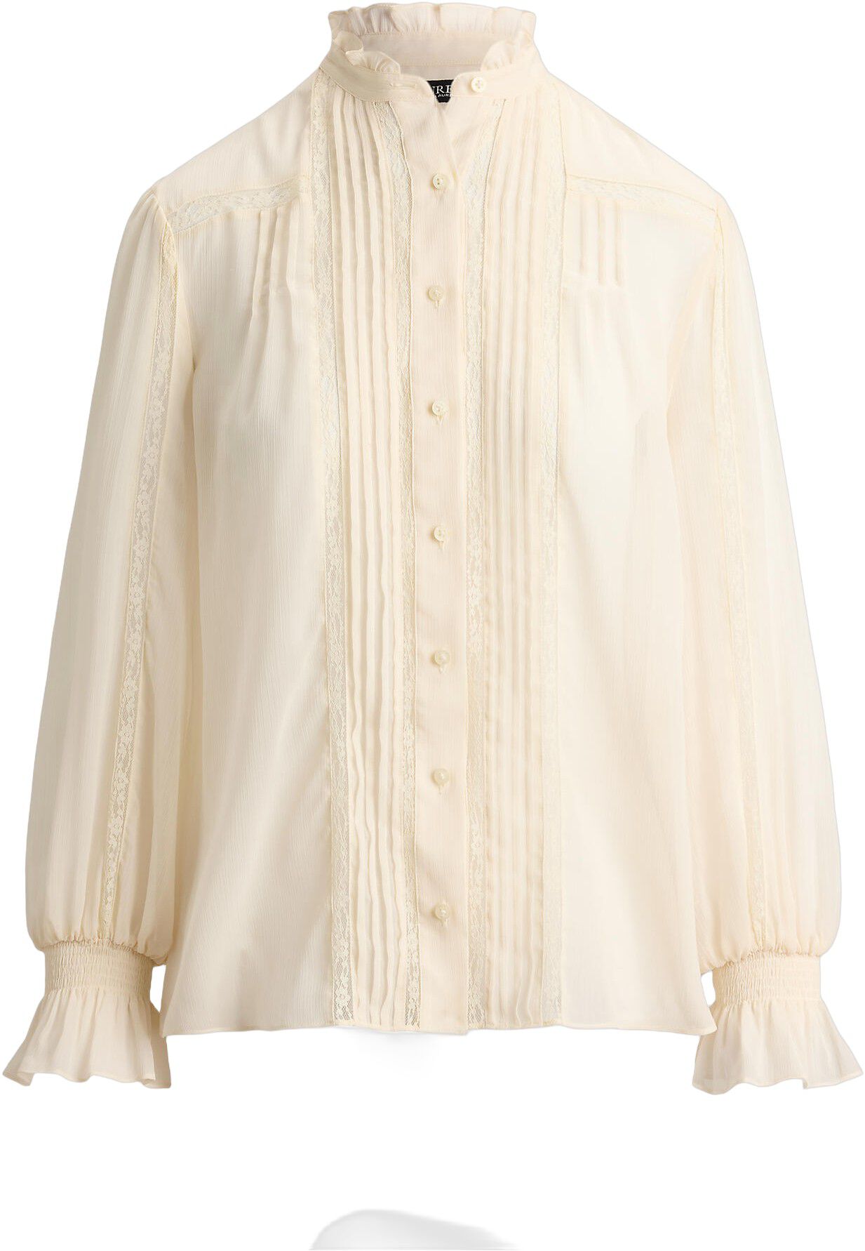 Lace-Trim Crinkle Georgette Blouse