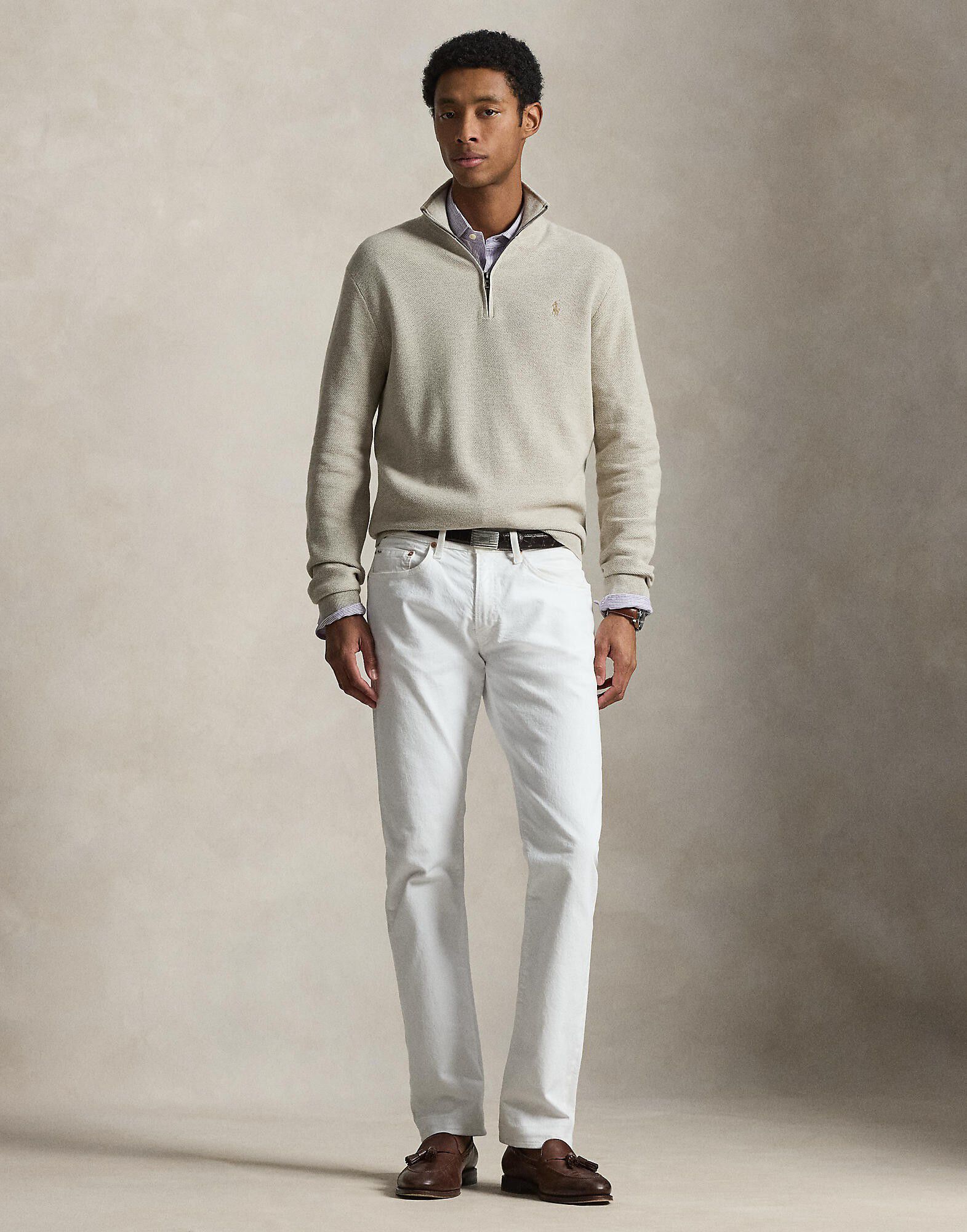 Mesh-Knit Cotton Quarter-Zip Sweater