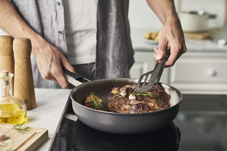 Stekpanna, 28 cm, 18/10 Rostfritt stål, Keramisk beläggning