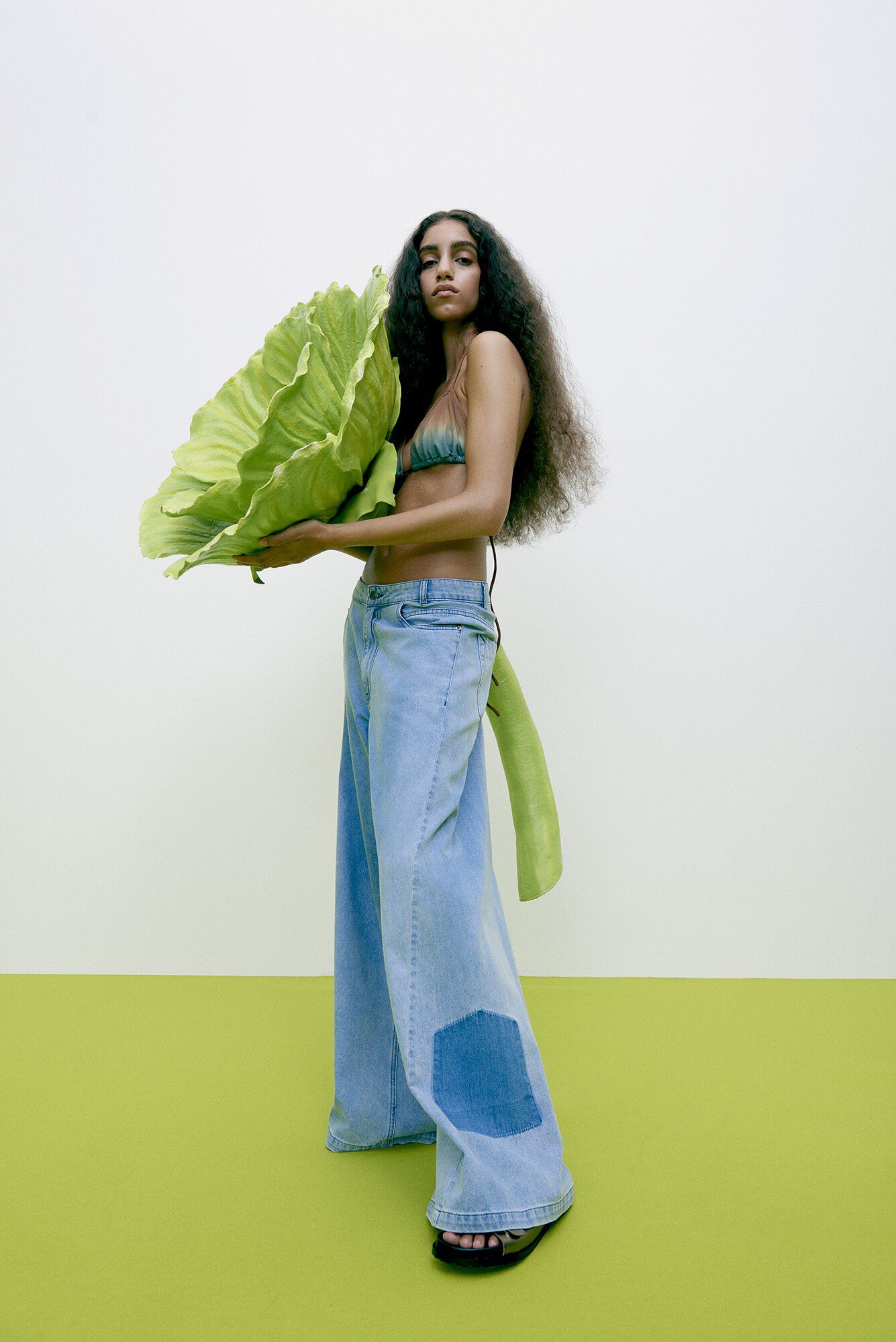 Light denim wide leg pants - Lane