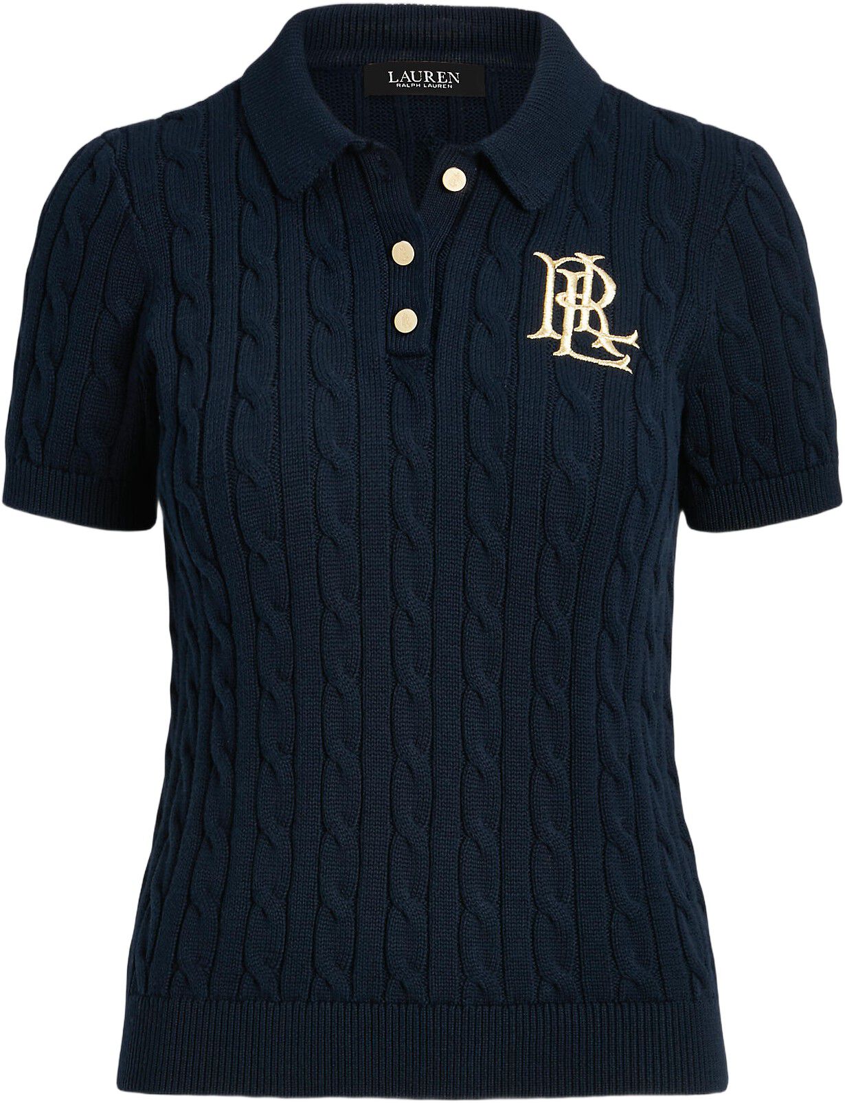 Cable-Knit Cotton Polo Sweater