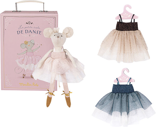 Moulin Roty - Ballerina mus i kuffert 26 cm - Suzies gardero