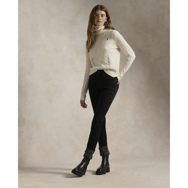 Wool-Cashmere Cable Turtleneck Sweater