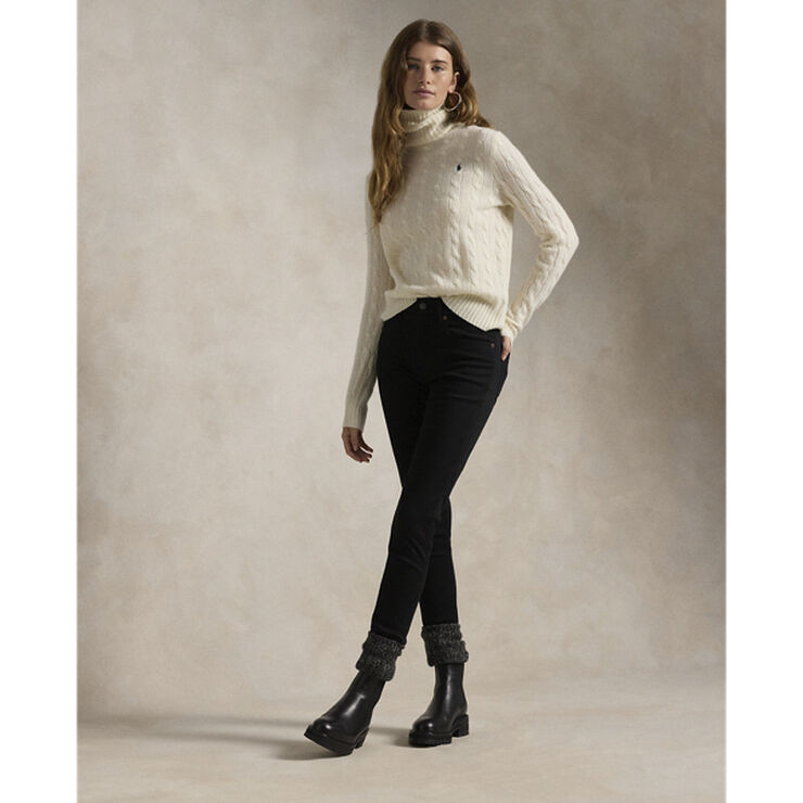 Wool-Cashmere Cable Turtleneck Sweater