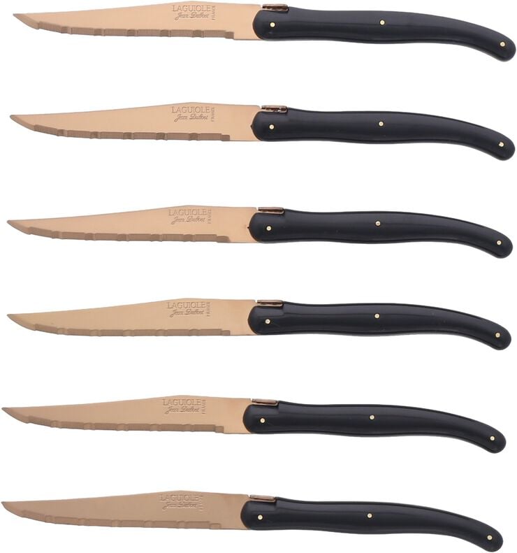 Kniv 1. 2MM Laguiole, 6 stk, SORT, TRÆBLOK
