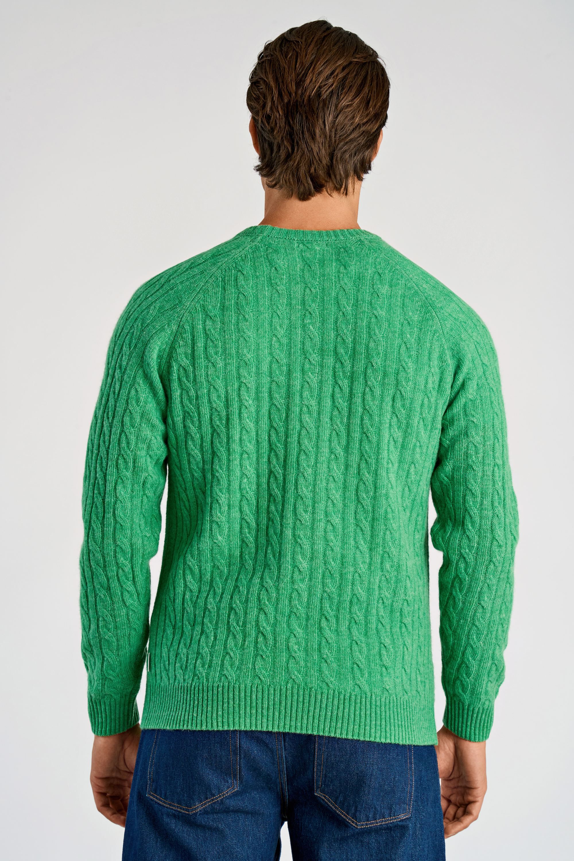 Lambswool raglan cable o-neck