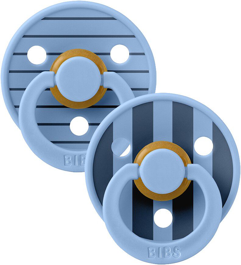 BIBS Pacifier Studio Colour 2 PACK Pin Latex Size 1 Sky Blue