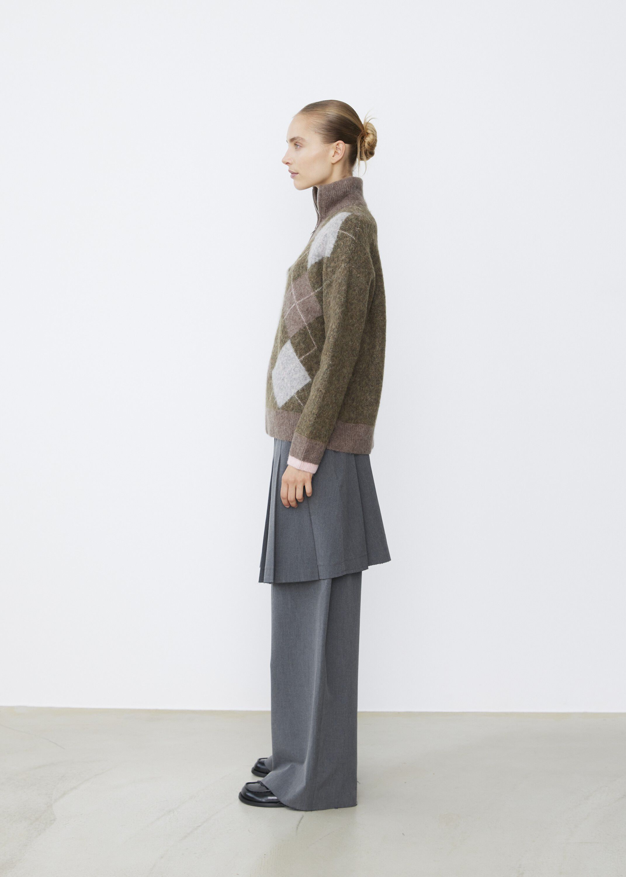 Quarter Zip Argyle Sweater