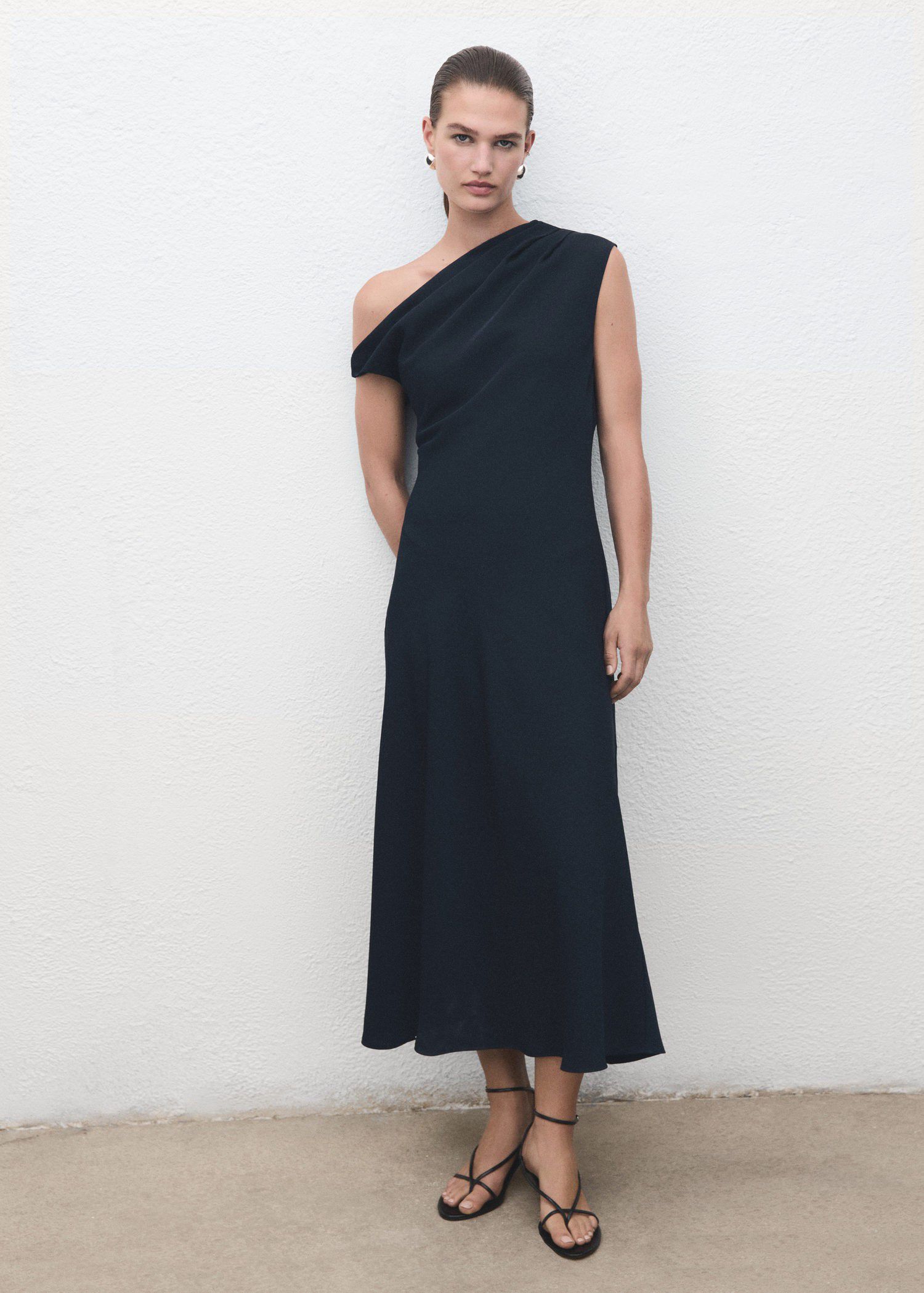 A-line dress with asymmetrical neck