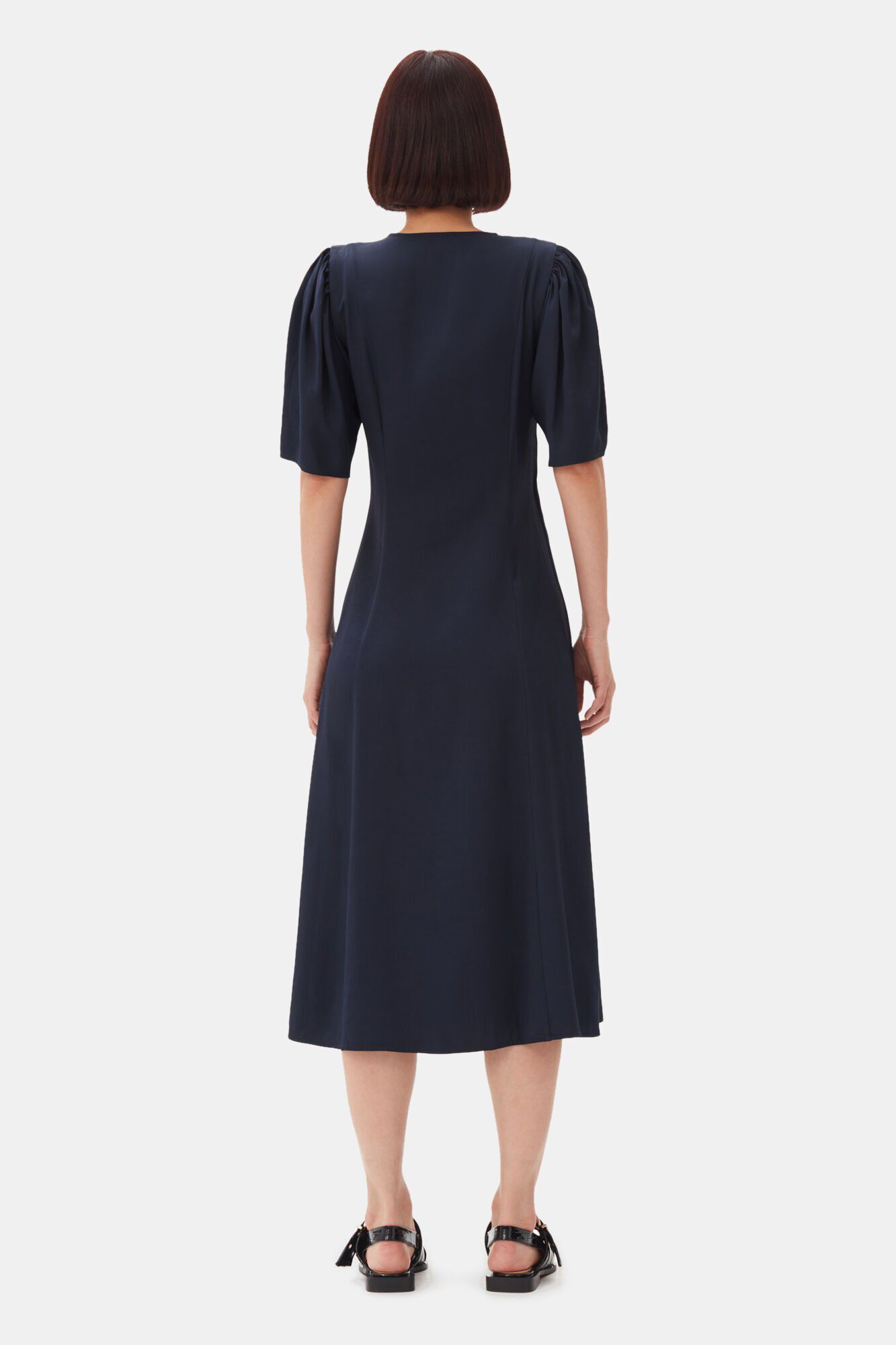Viscose Twill Wrap Midi Dress