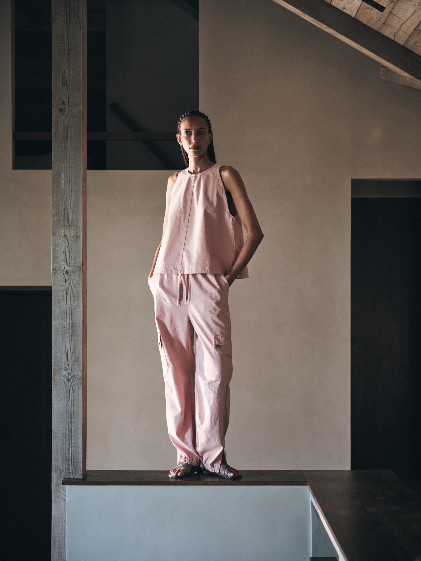 Texture canvas pants with zip - Jus